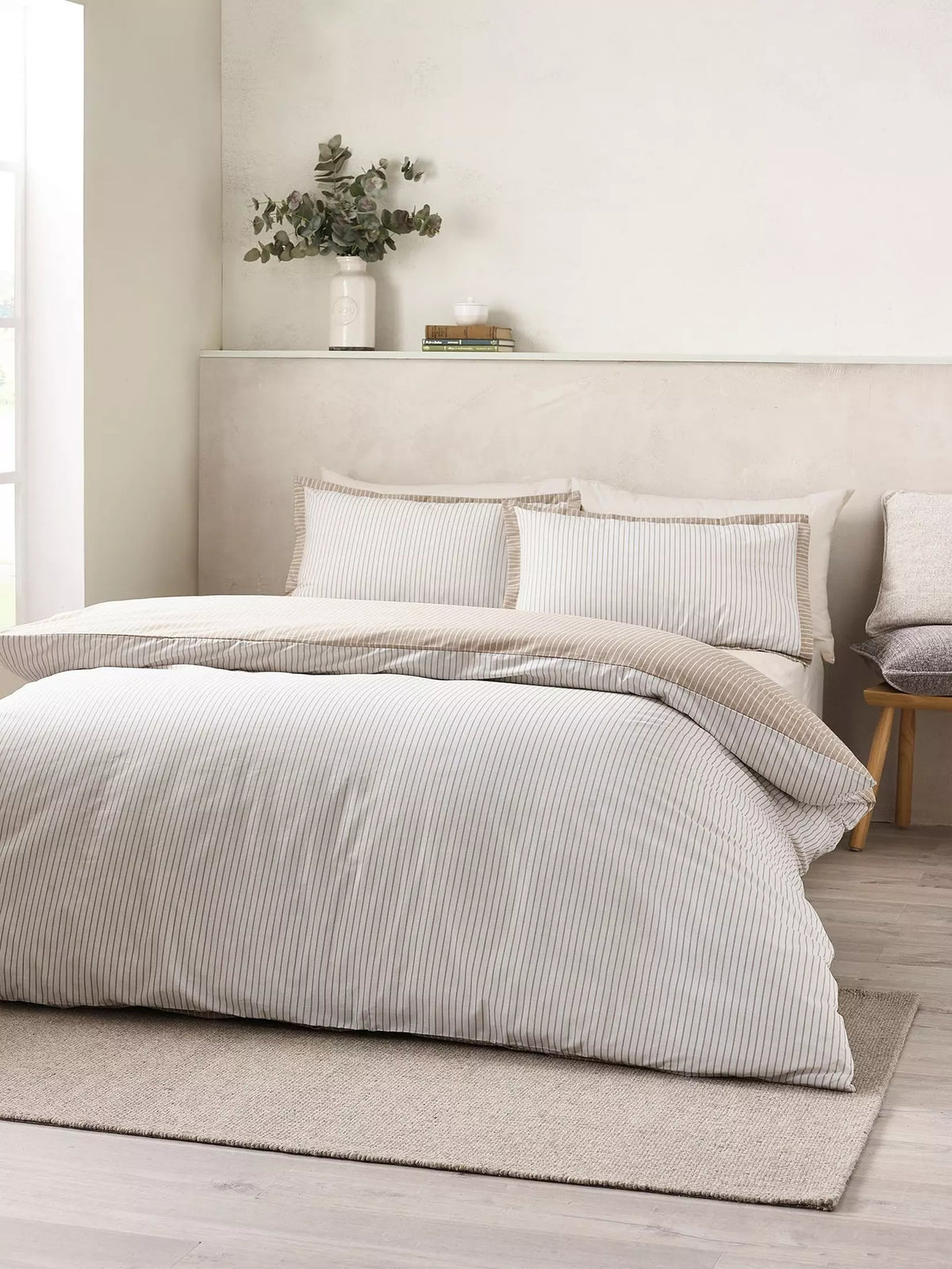CATHERINE LANSFIELD Oxford Pinstripe Duvet Set - Natural