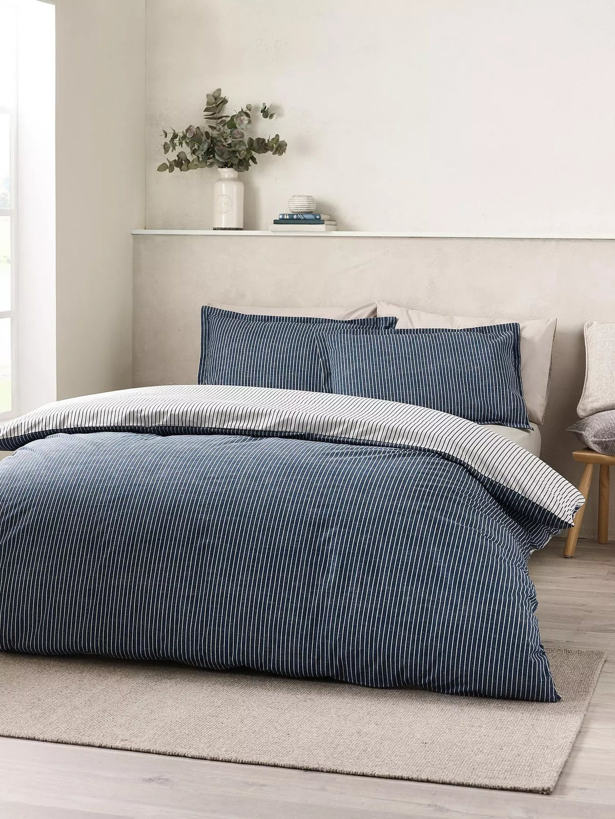 CATHERINE LANSFIELD Oxford Pinstripe Duvet Set - Navy