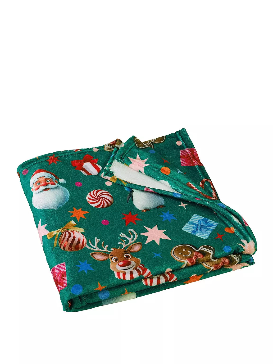 CATHERINE LANSFIELD Christmas Icons Blanket Throw - Green 130x170cm