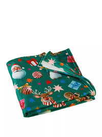 CATHERINE LANSFIELD Christmas Icons Blanket Throw - Green 130x170cm
