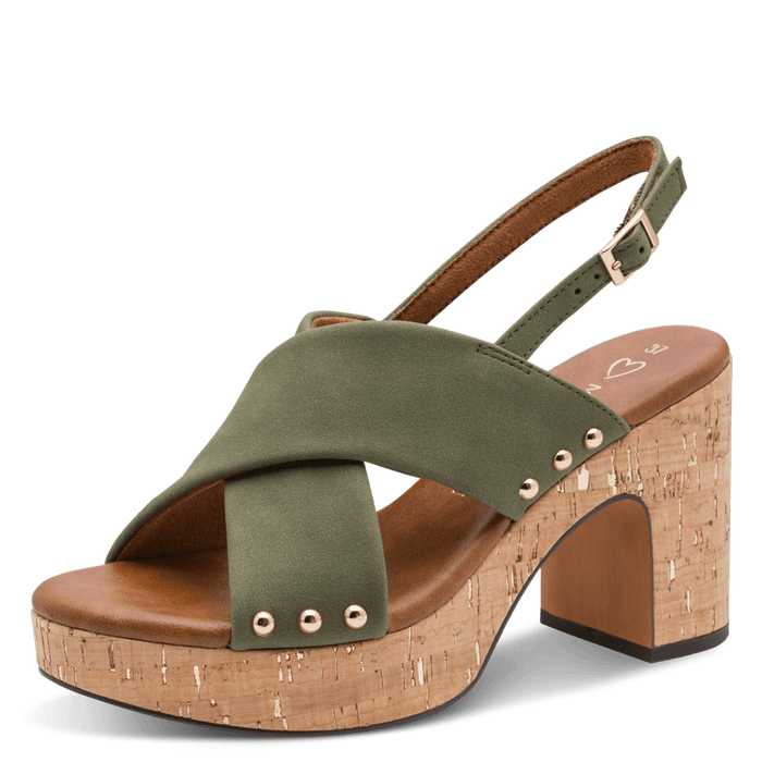 MARCO TOZZI Block Heel Sandal - Olive