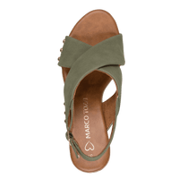 MARCO TOZZI Cross Strap Block Heel Sandal - Olive