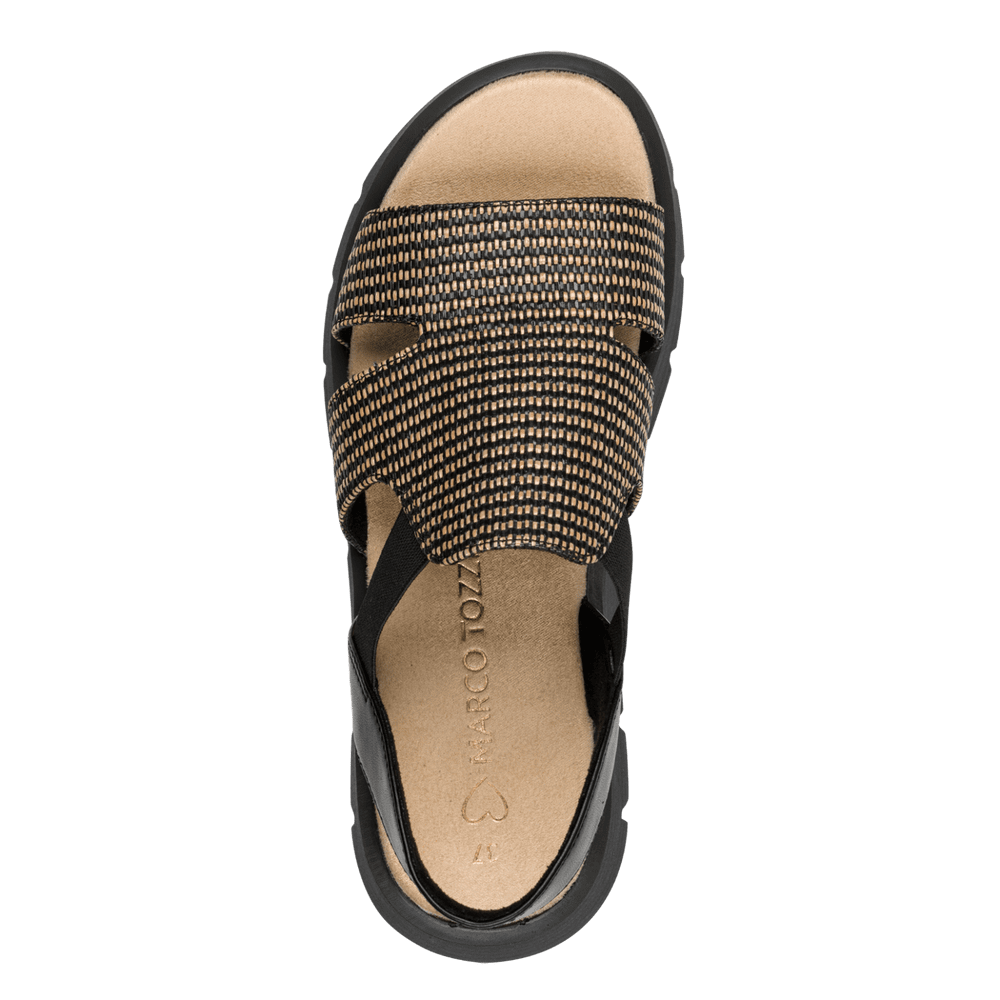MARCO TOZZI Woven Strap Platform Sandal - Black