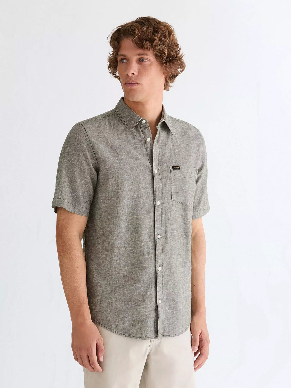 WRANGLER Men's Short Sleeve Linen Blend Shirt