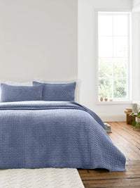BIANCA Attica Velvet Bedspread 240x260cm - Blue