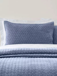 BIANCA Attica Velvet Embroidered Pillow Sham Pair 50x75cm - Blue