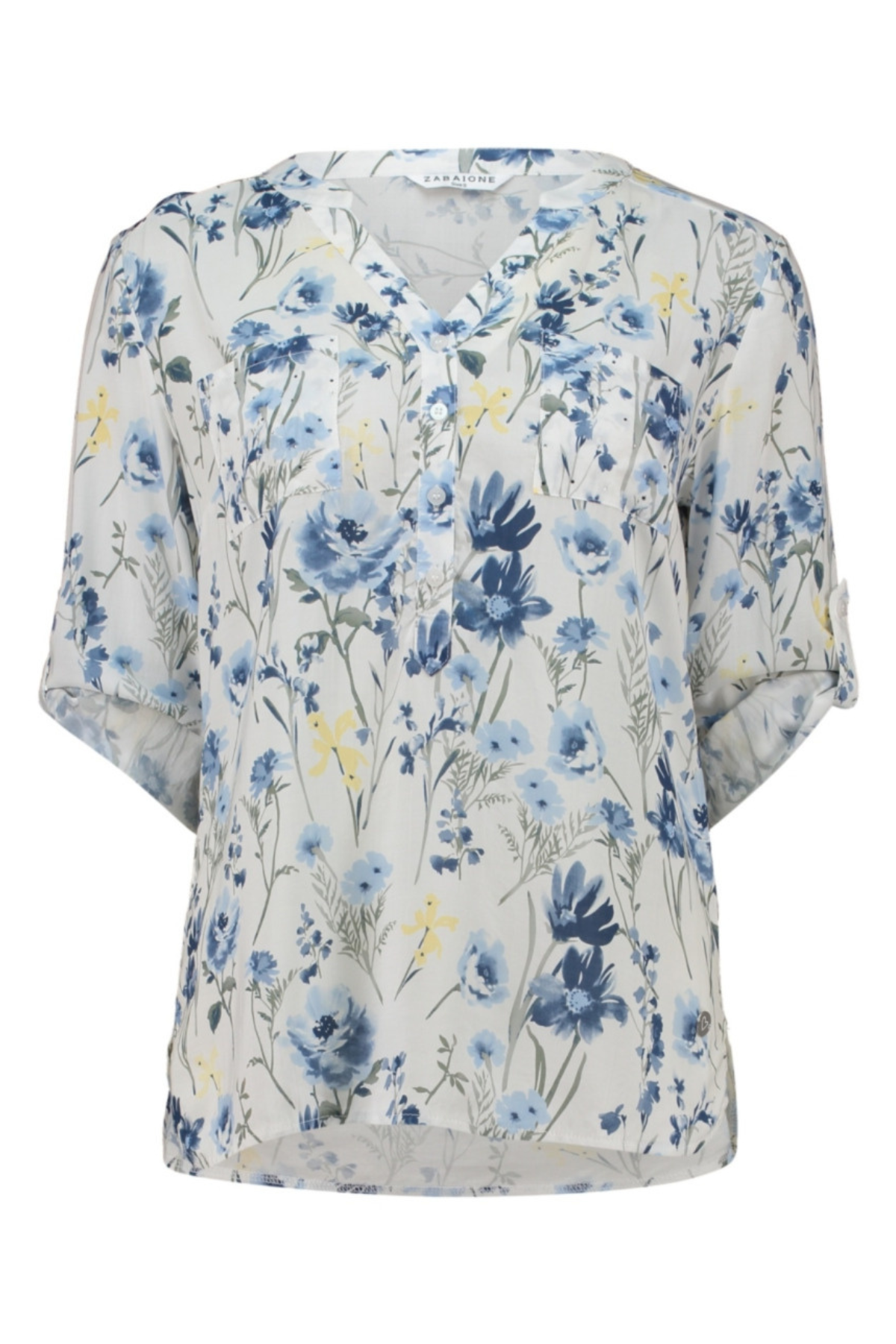 ZABAOINE Elara Floral Blouse - Blue