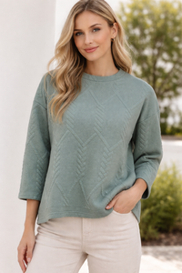 ZABAOINE Andrea Textured Sweatshirt - Sage