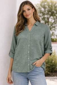 ZABAOINE Agnes Mid Sleeve Shirt - Sage