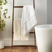 BIANCA : Zero Twist Satin Stitch Cotton Towel - Cream (Available in 3 Sizes)