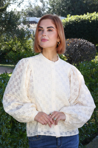RANT & RAVE Zuri Textured Blouse - Cream