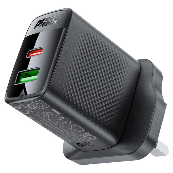 ACEFAST A99 PD30W GaN USB-C+USB-A Charger Black