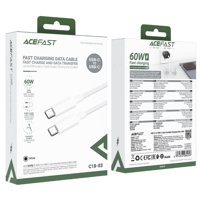 Acefast Charging Data Cable C18-03 USB-C to USB-C 60W
