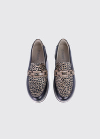 SUAVE Alderney Leopard Print Wedge Slip-On Loafers - Black