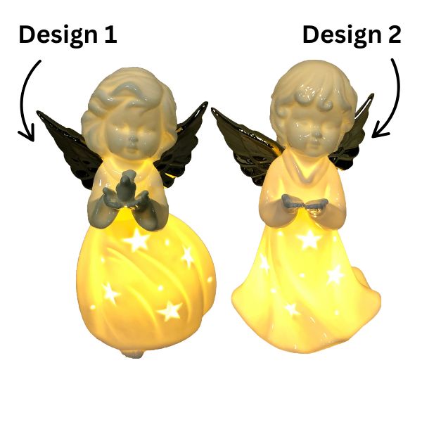 WGP Porcelain Boy or a Girl Angel LED Figurine 17cm - 1Pc