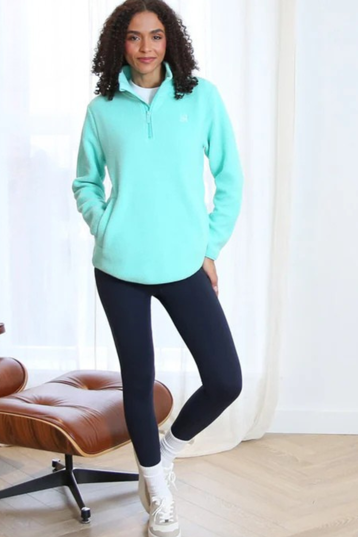RELAX & RENEW Women's Angie Half Zip Top - Turquoise
