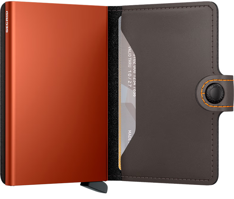 SECRID Men's Wallet - Miniwallet Matte - Brown/Orange