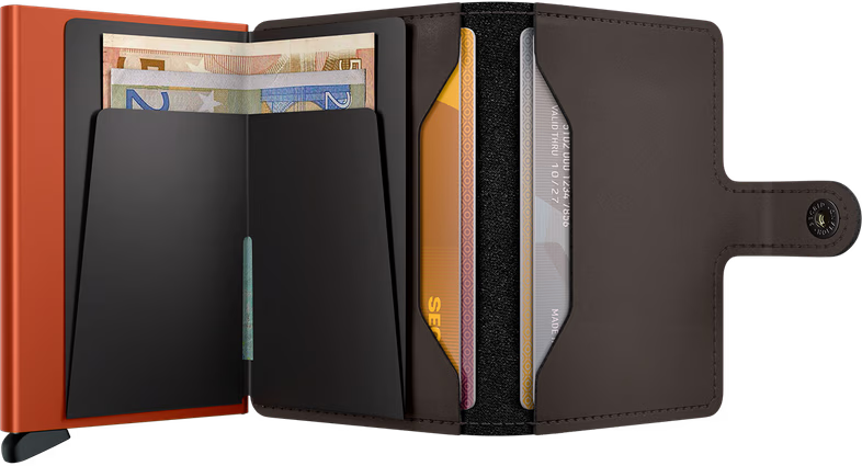 SECRID Men's Wallet - Miniwallet Matte - Brown/Orange