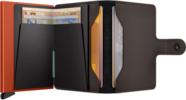 SECRID Men's Wallet - Miniwallet Matte - Brown/Orange