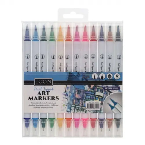 PREMIER STATIONERY Icon Dual Tipped Art Markers - Pack of 12