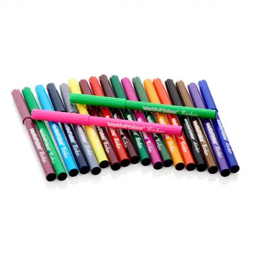PREMIER STATIONERY World of Colour Felt Tip Markers - Pack of 20