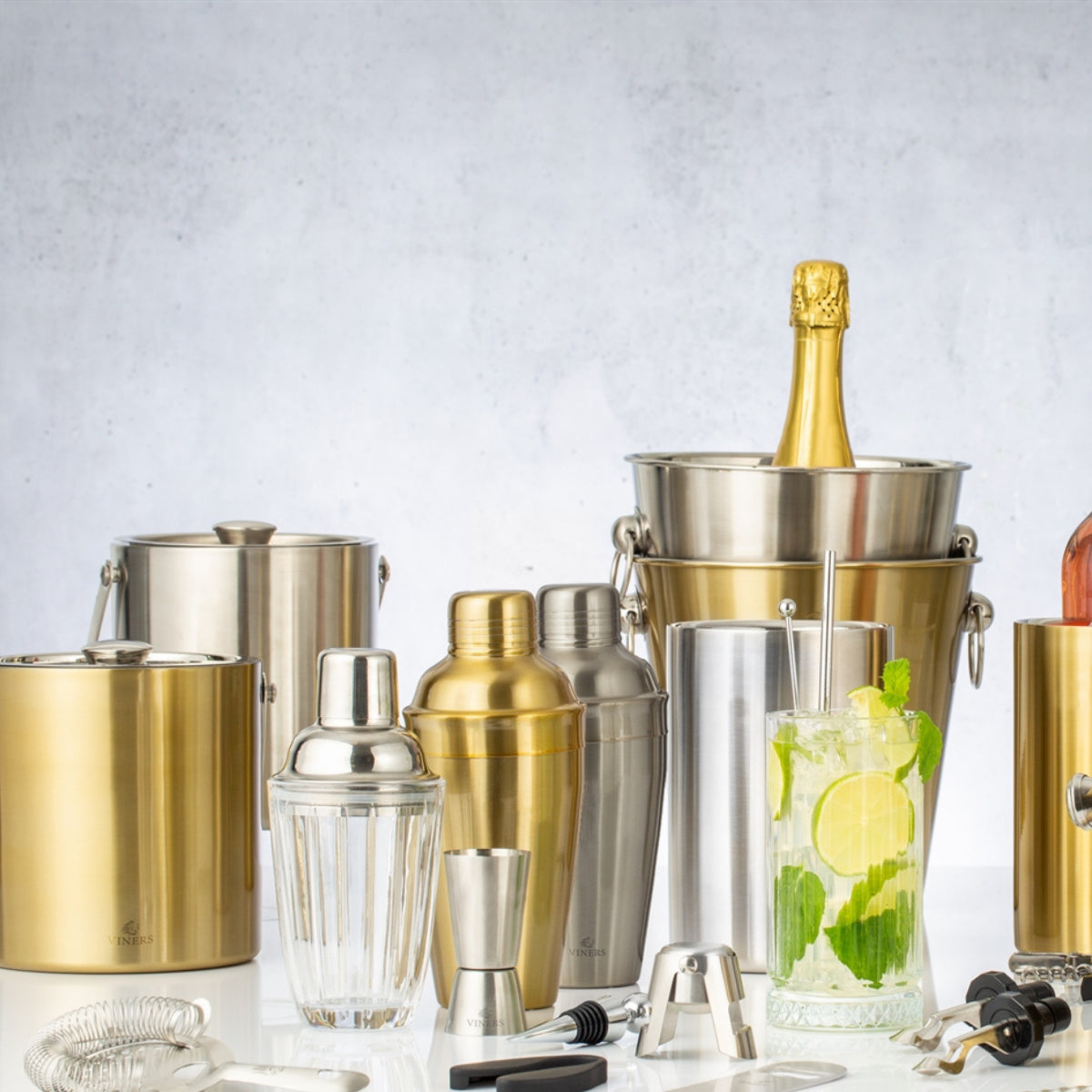VINERS Barware Gold Double Wall Ice Bucket 1.5L