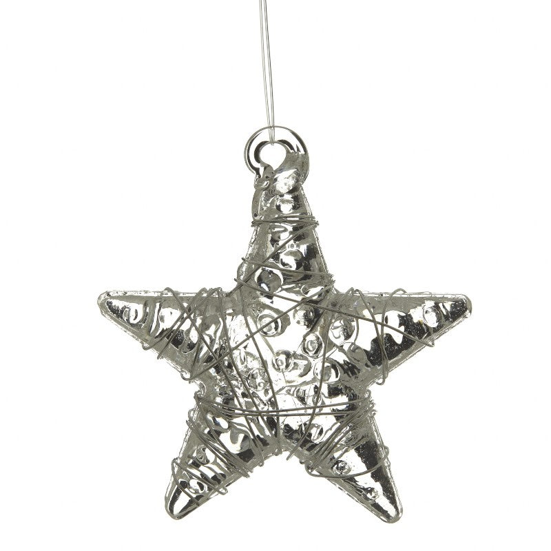 HEAVEN SENDS Set Of 6 Glass Stars Hanging Ornament 4.5cm