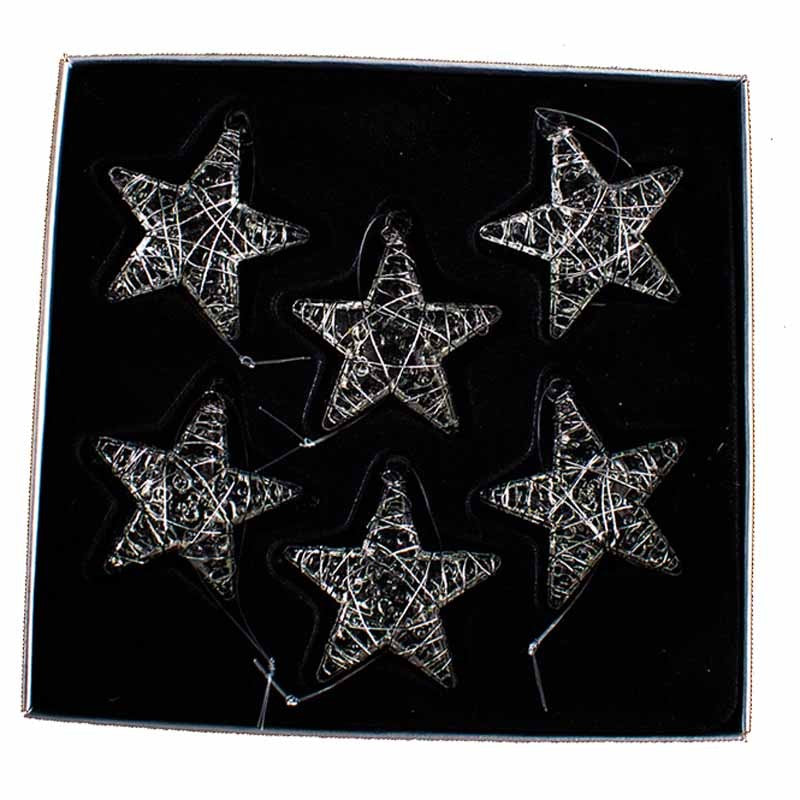 HEAVEN SENDS Set Of 6 Glass Stars Hanging Ornament 4.5cm
