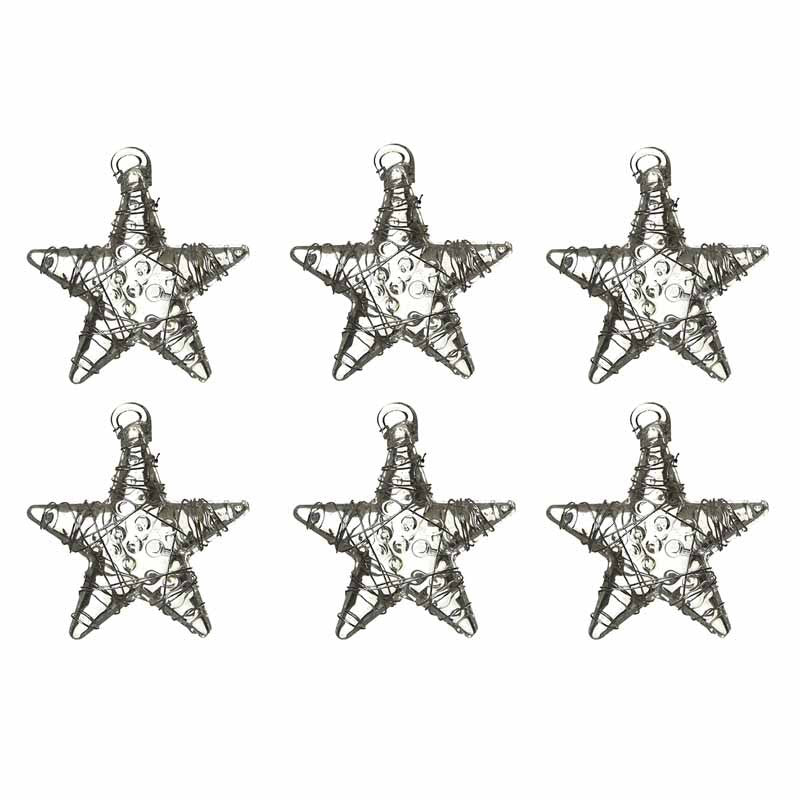 HEAVEN SENDS Set Of 6 Glass Stars Hanging Ornament 4.5cm