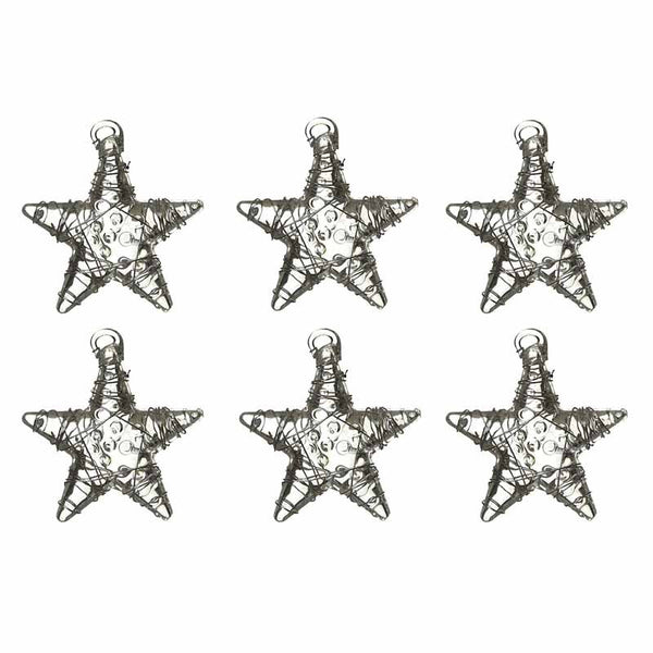HEAVEN SENDS Set Of 6 Glass Stars Hanging Ornament 4.5cm