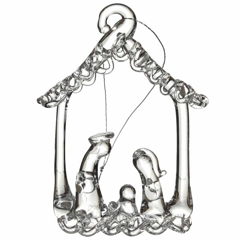 HEAVEN SENDS Set Of 3 Glass Nativity Hanging Ornament 5x4cm