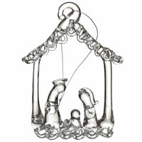 HEAVEN SENDS Set Of 3 Glass Nativity Hanging Ornament 5x4cm