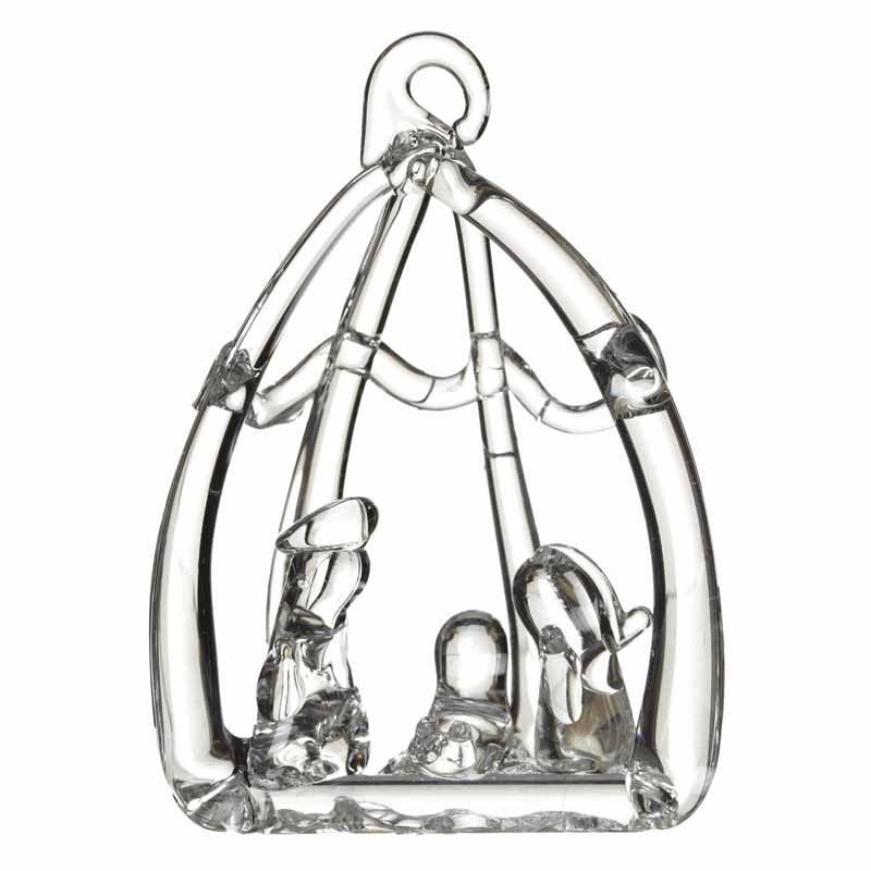 HEAVEN SENDS Set Of 3 Glass Nativity Hanging Ornament 5x4cm