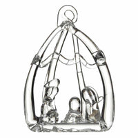 HEAVEN SENDS Set Of 3 Glass Nativity Hanging Ornament 5x4cm