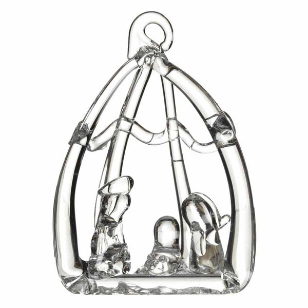 HEAVEN SENDS Set Of 3 Glass Nativity Hanging Ornament 5x4cm