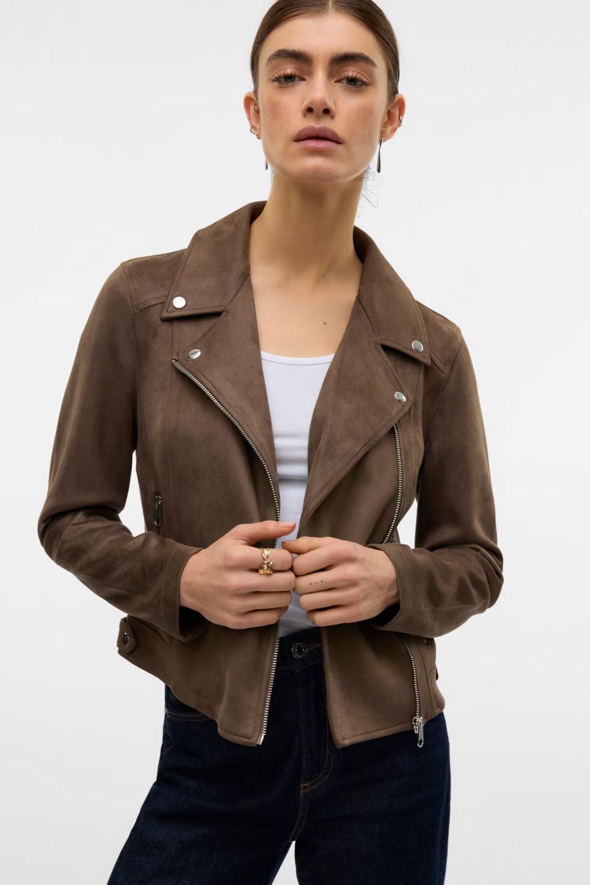 VERO MODA Josie Faux Suede Jacket - Chocolate Chip