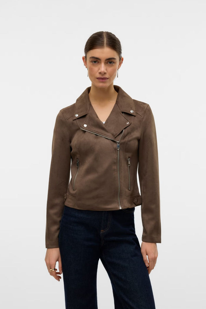 VERO MODA Josie Faux Suede Jacket - Chocolate Chip