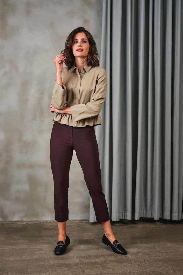 ROBELL Bella 09 Straight Fit 7/8 Trouser - Brown