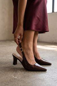 COPE CLOTHING Patent Slingback Heels - Brown