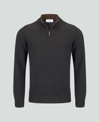 MAGEE Cian Cotton Micro 1/4 Zip Jumper - Brown