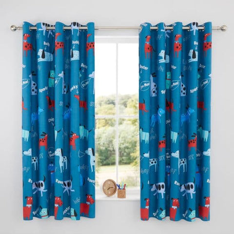 CATHERINE LANSFIELD : Woffing Dogs Curtains 66 x 72