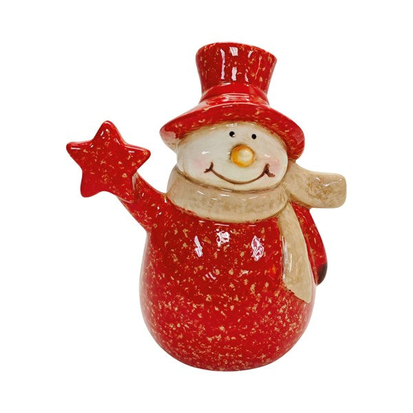 STRAITS Ceramic Snowman with Star - 13cm