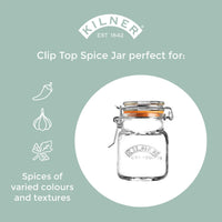 KILNER Square Clip Top Glass Small Spice Jar 70ml