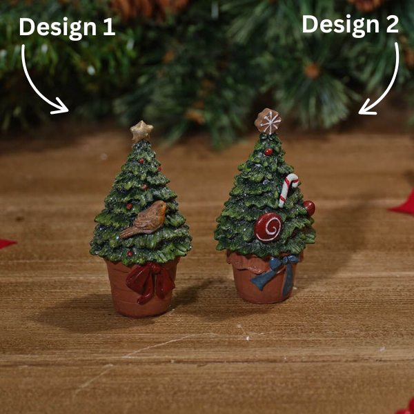 LANGS Christmas Tree Resin Ornament - With Robin or Candy Cane 11.5cm- 1Pc