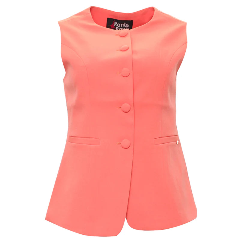 RANT & RAVE Melody Tailored Waistcoat - Coral