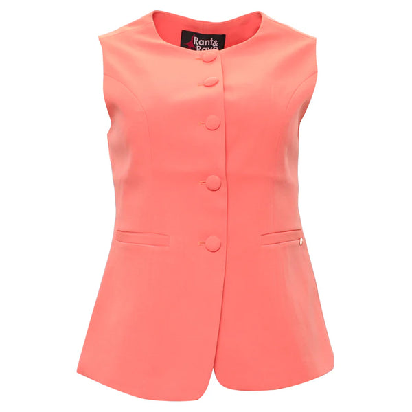RANT & RAVE Melody Tailored Waistcoat - Coral