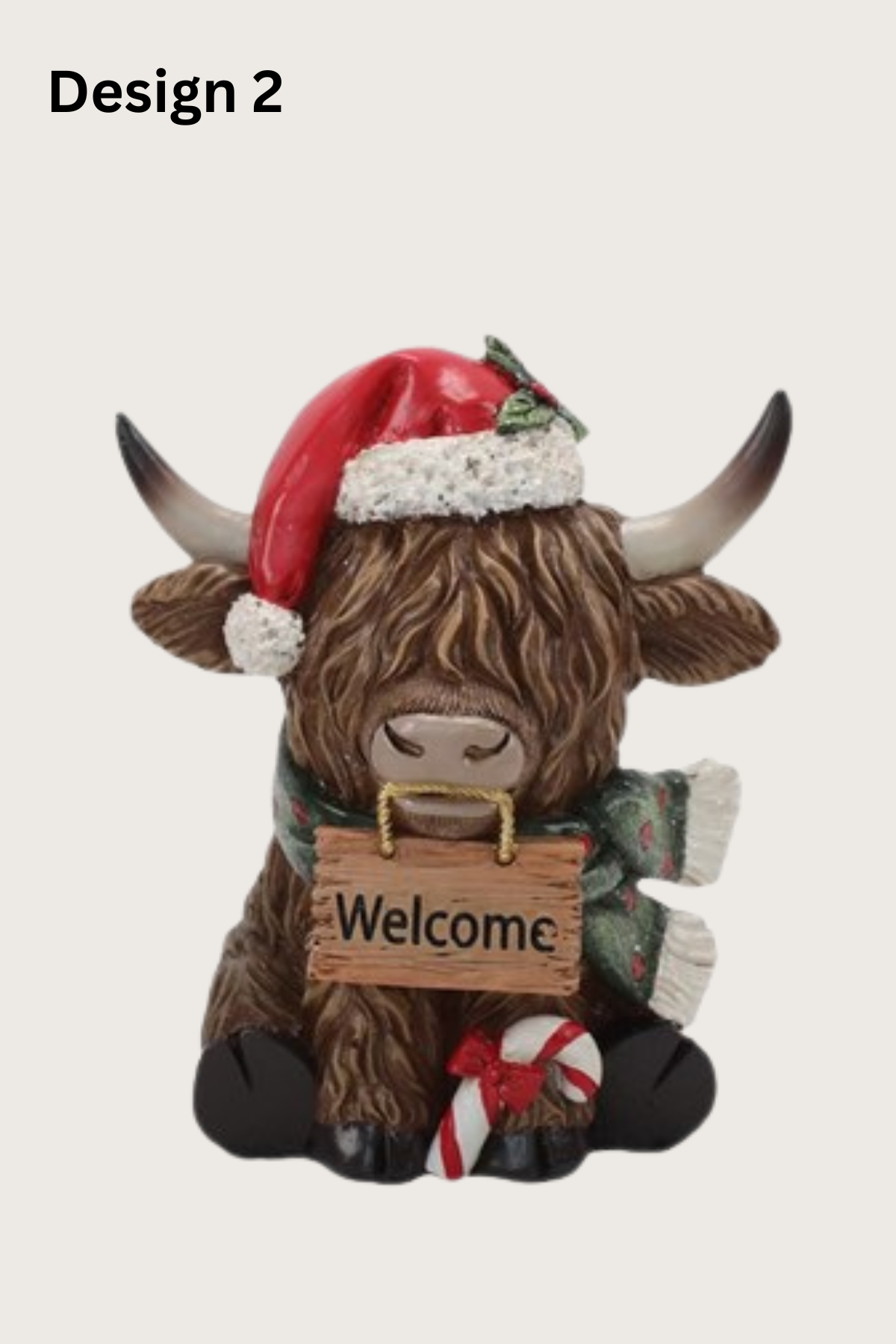 STRAITS Highland Cow & Sign Christmas Figurine 14cm - 1 Pc