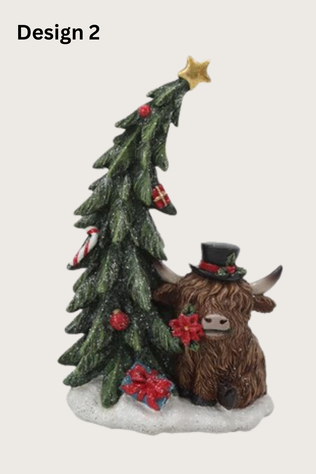 STRAITS Highland Cow & Tree Christmas Figurine 16cm - 1 Pc
