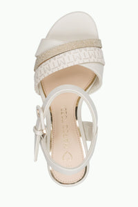 MARCO TOZZI Cross Strap Block Heel Sandal - Cream