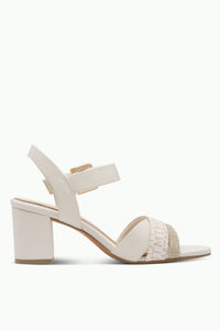 MARCO TOZZI Cross Strap Block Heel Sandal - Cream